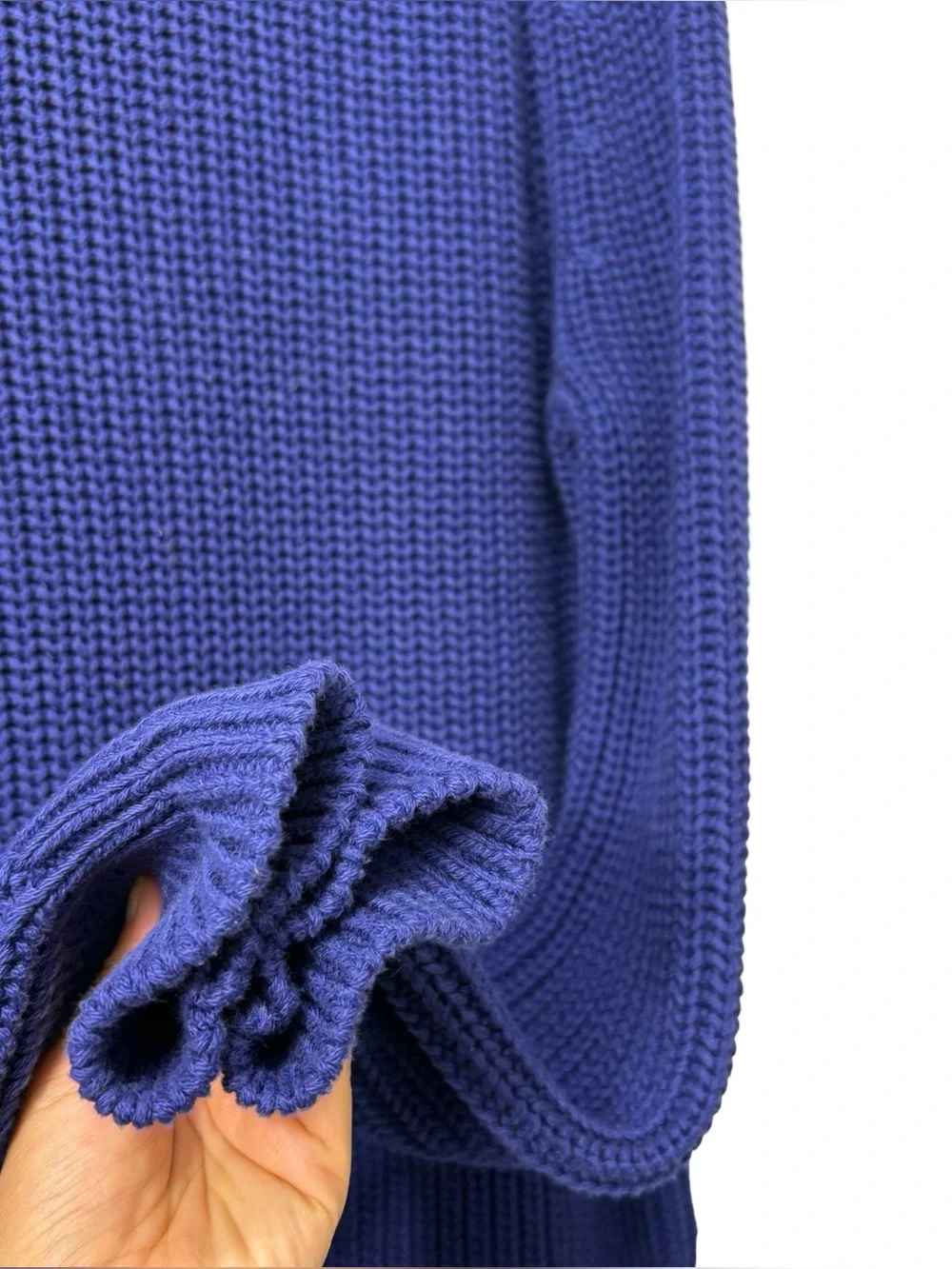 J.Crew men's shaker-stitch chunky fisherman crewneck sweater indigo blue Size M